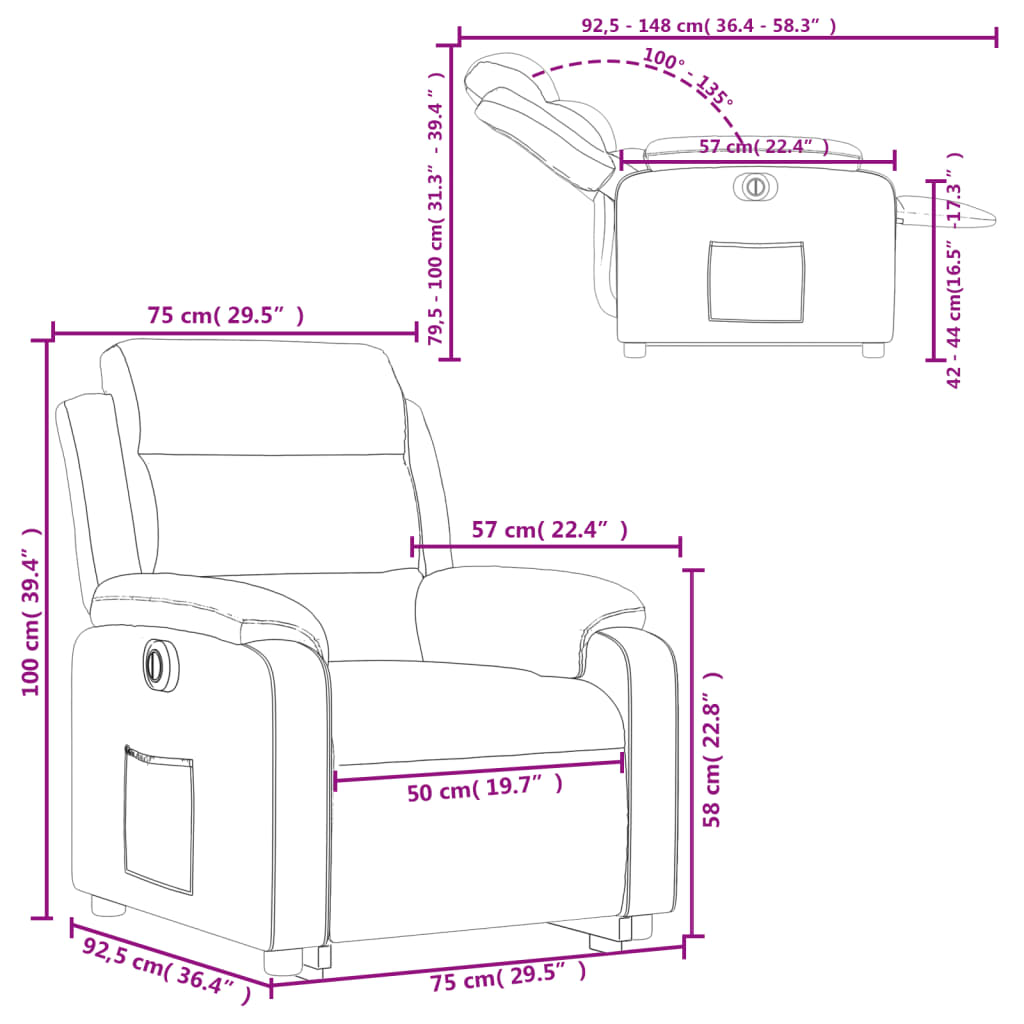 vidaXL elektrisks atpūtas krēsls paceļams/atgāžams, gaiši pelēks samts