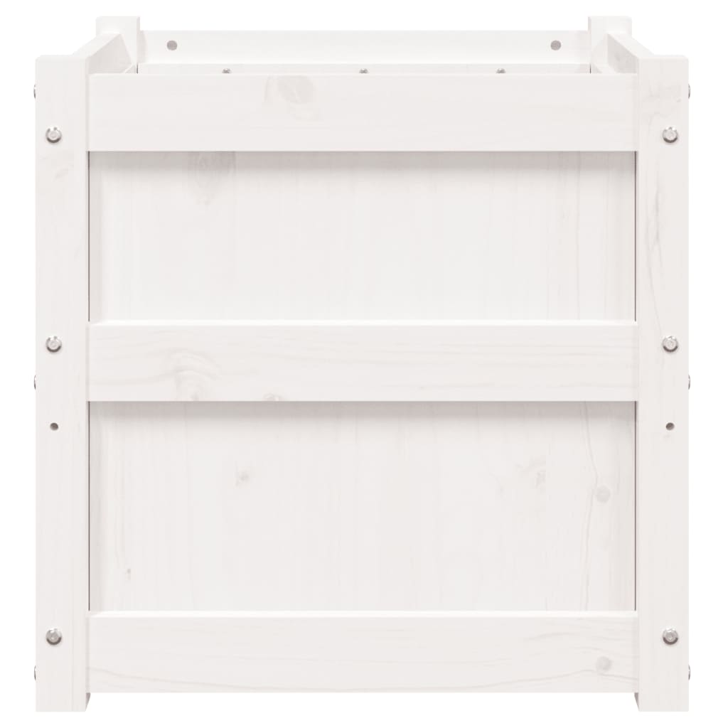 vidaXL dārza puķu kaste, balta, 50x50x50 cm, priedes masīvkoks