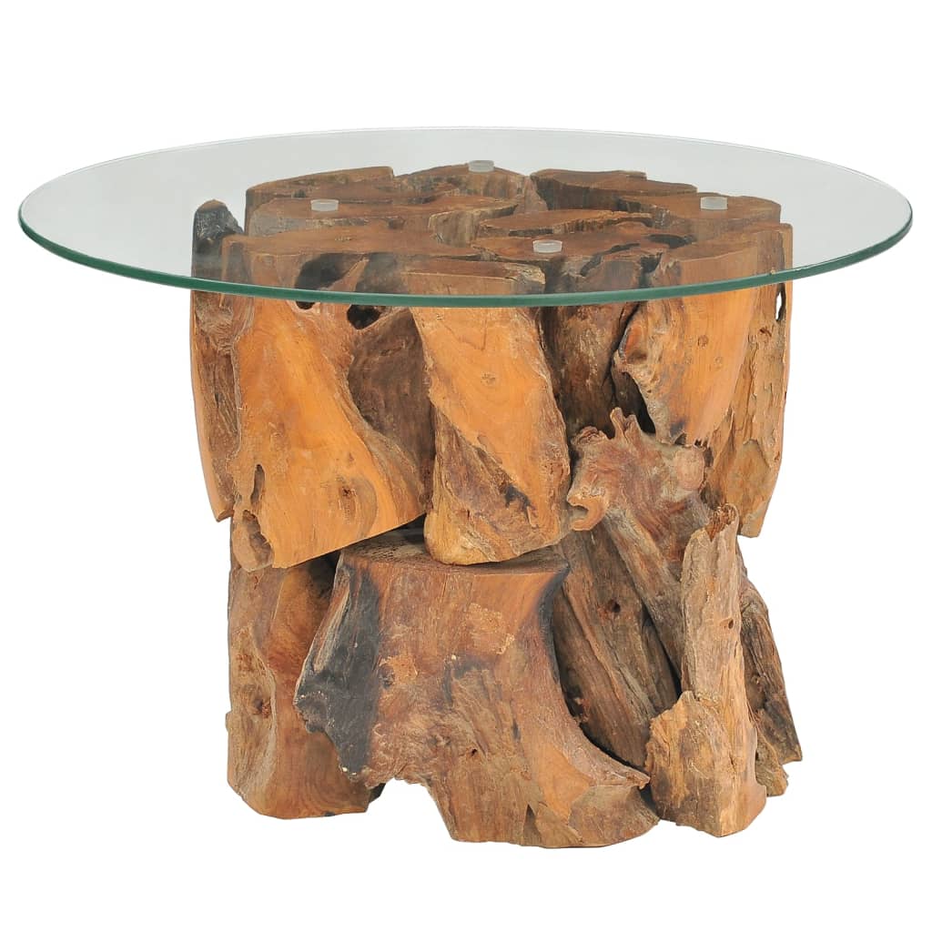vidaXL kafijas galdiņš, masīva tīkkoka stumbrs, 60 cm
