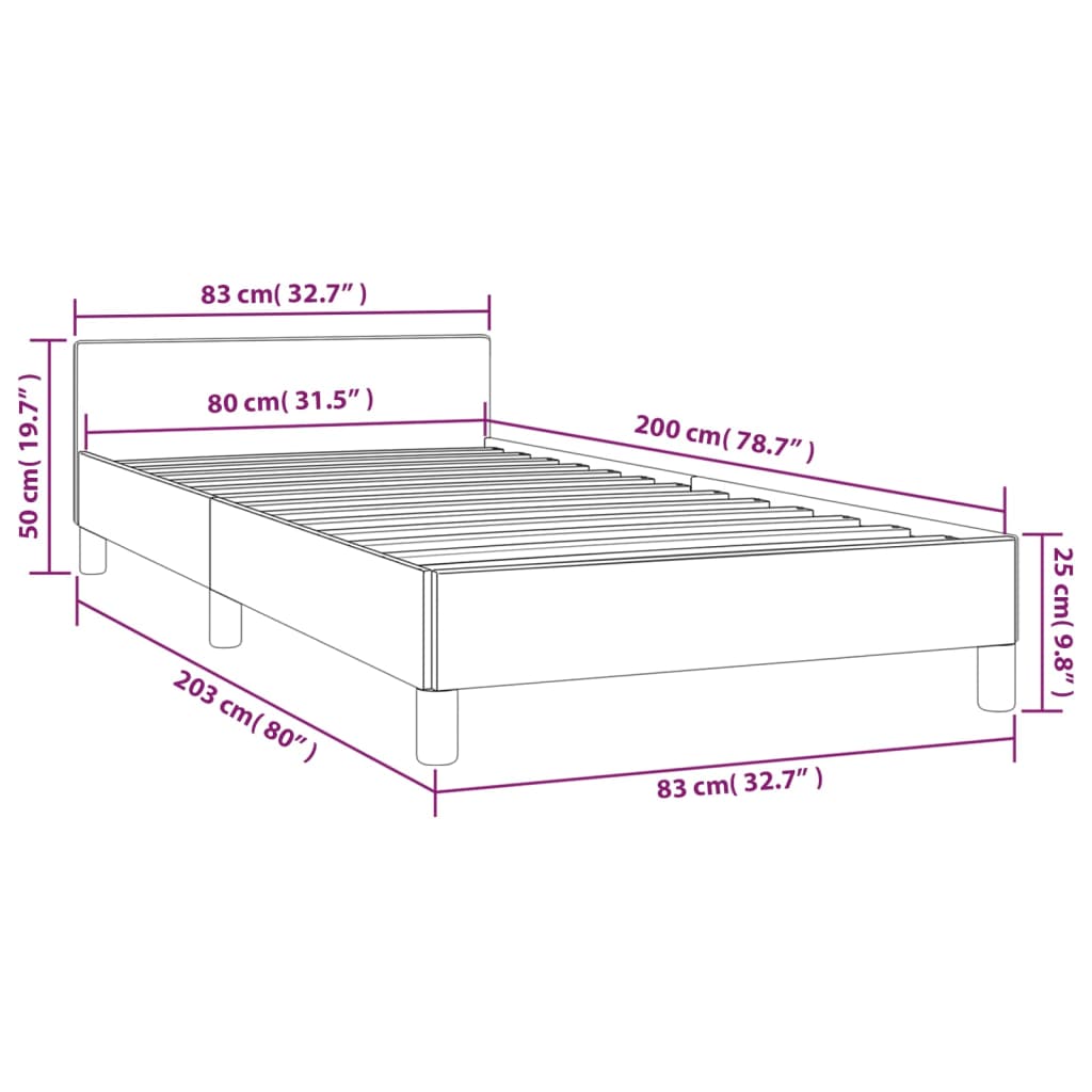 vidaXL gultas rāmis ar galvgali, kapučīno, 80x200 cm, mākslīgā āda
