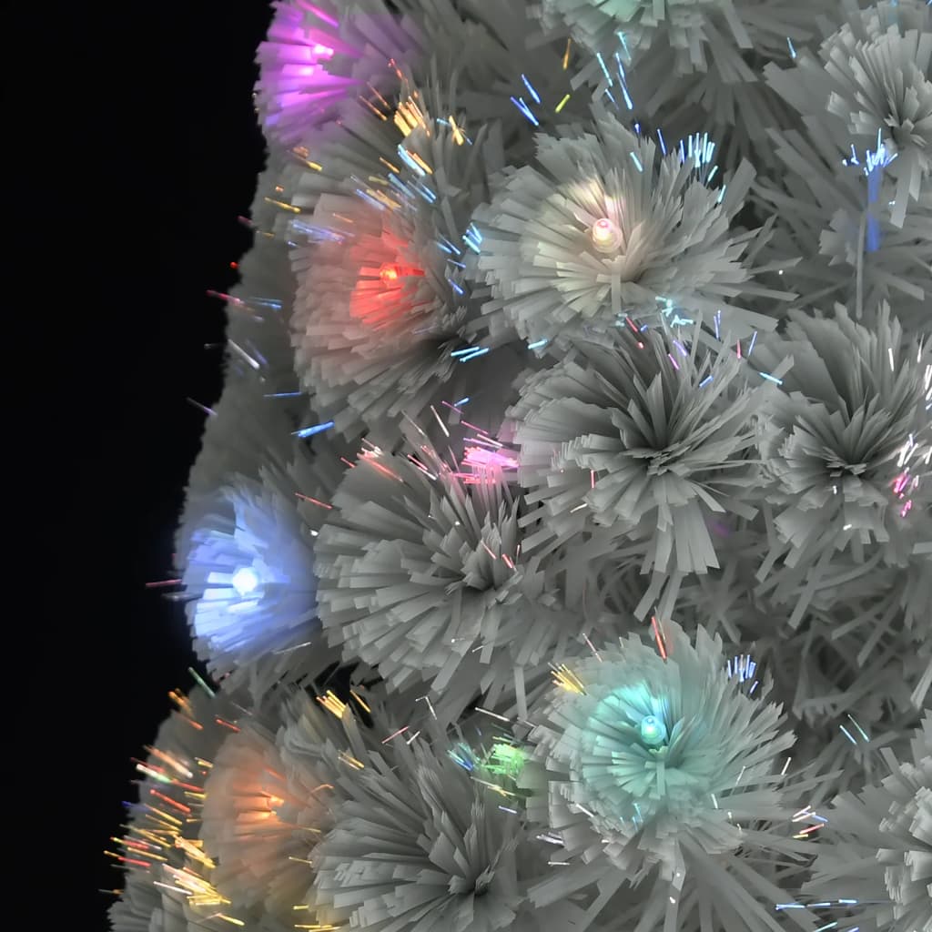 vidaXL izgaismota Ziemassvētku egle, balta, 210 cm, optiskā šķiedra