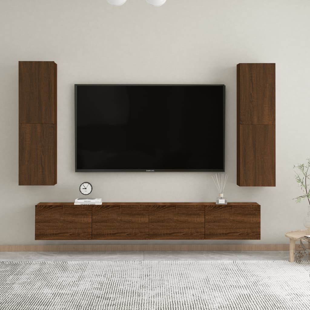 vidaXL sienas TV skapīši, 2 gab., brūna ozolkoka, 30,5x30x110 cm