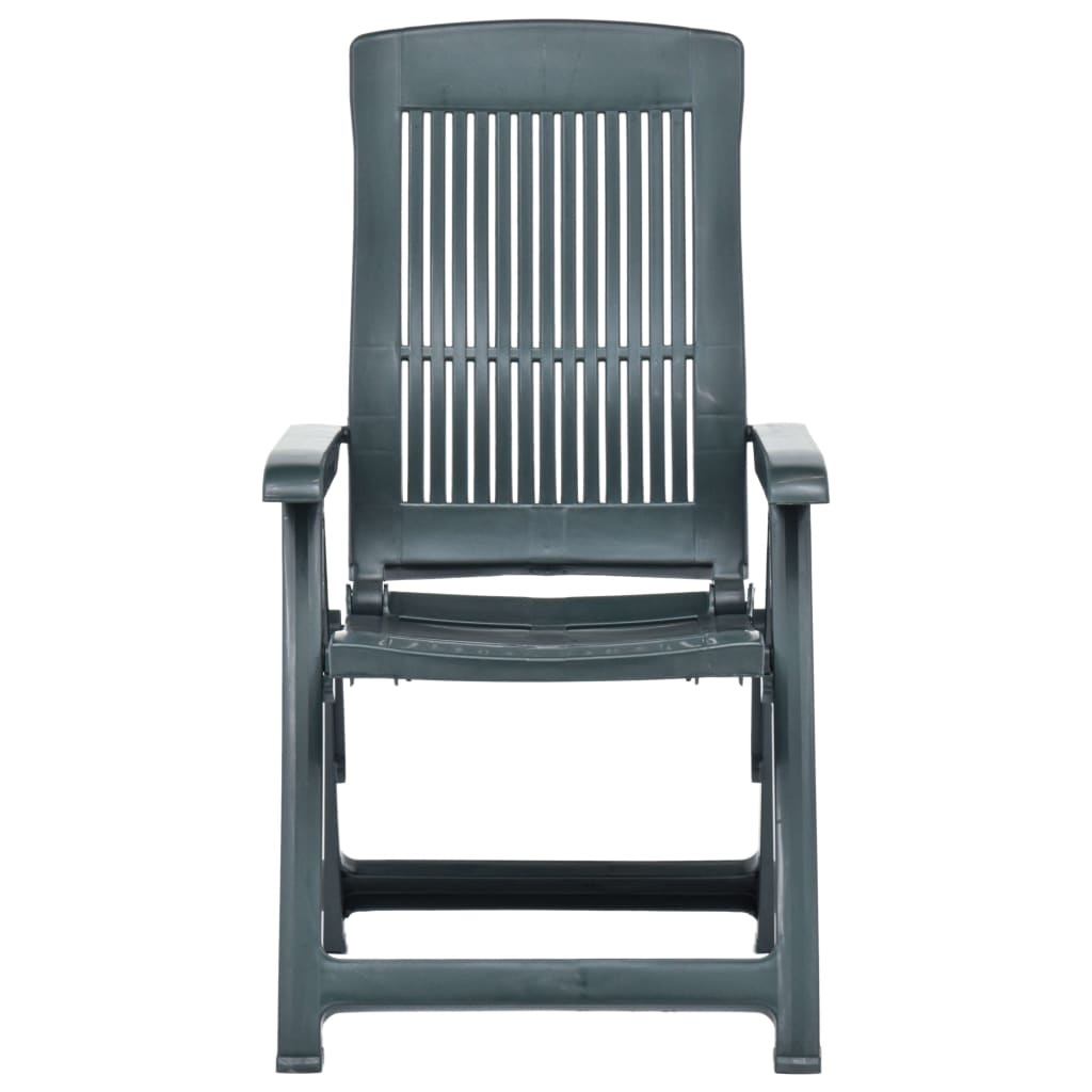 vidaXL atgāžami dārza krēsli, 2 gab., zaļa plastmasa