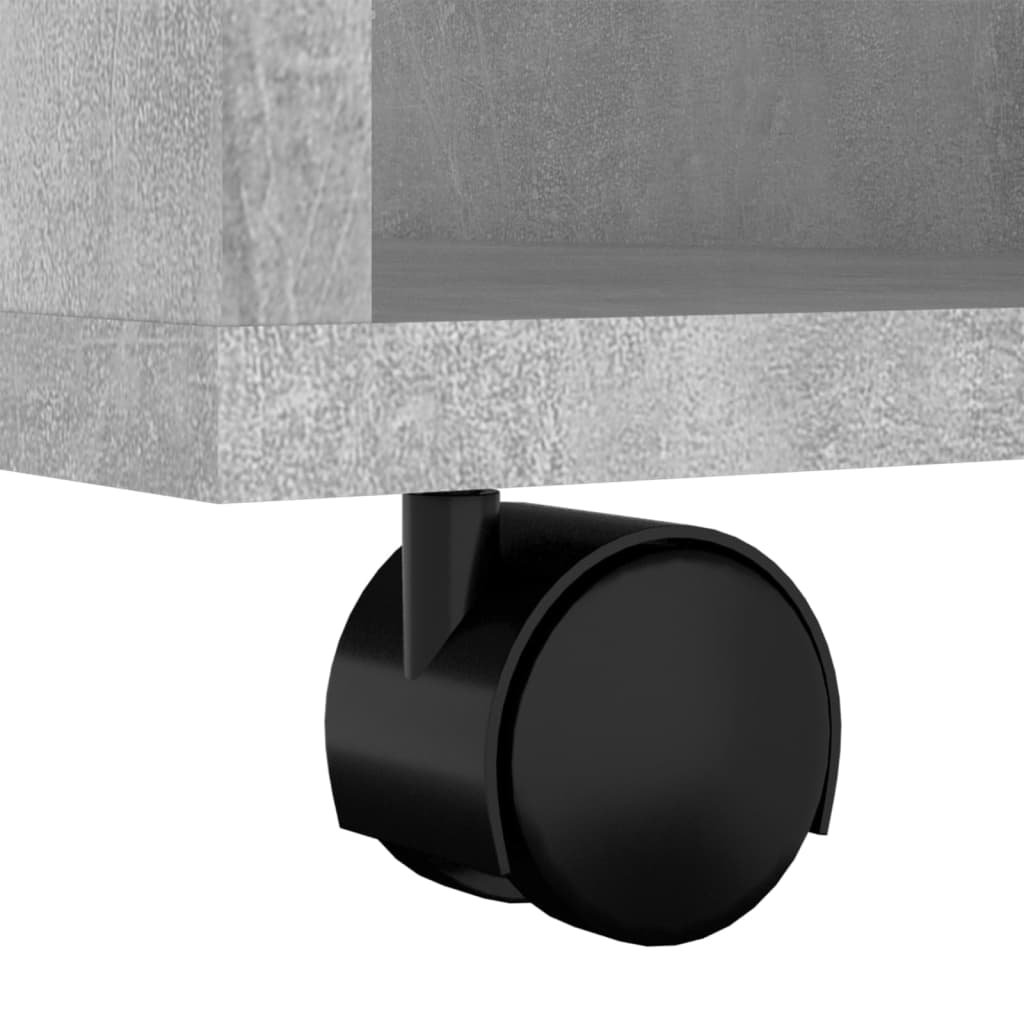 vidaXL plaukts ar riteņiem, betona pelēks, 60x53x72 cm, skaidu plāksne