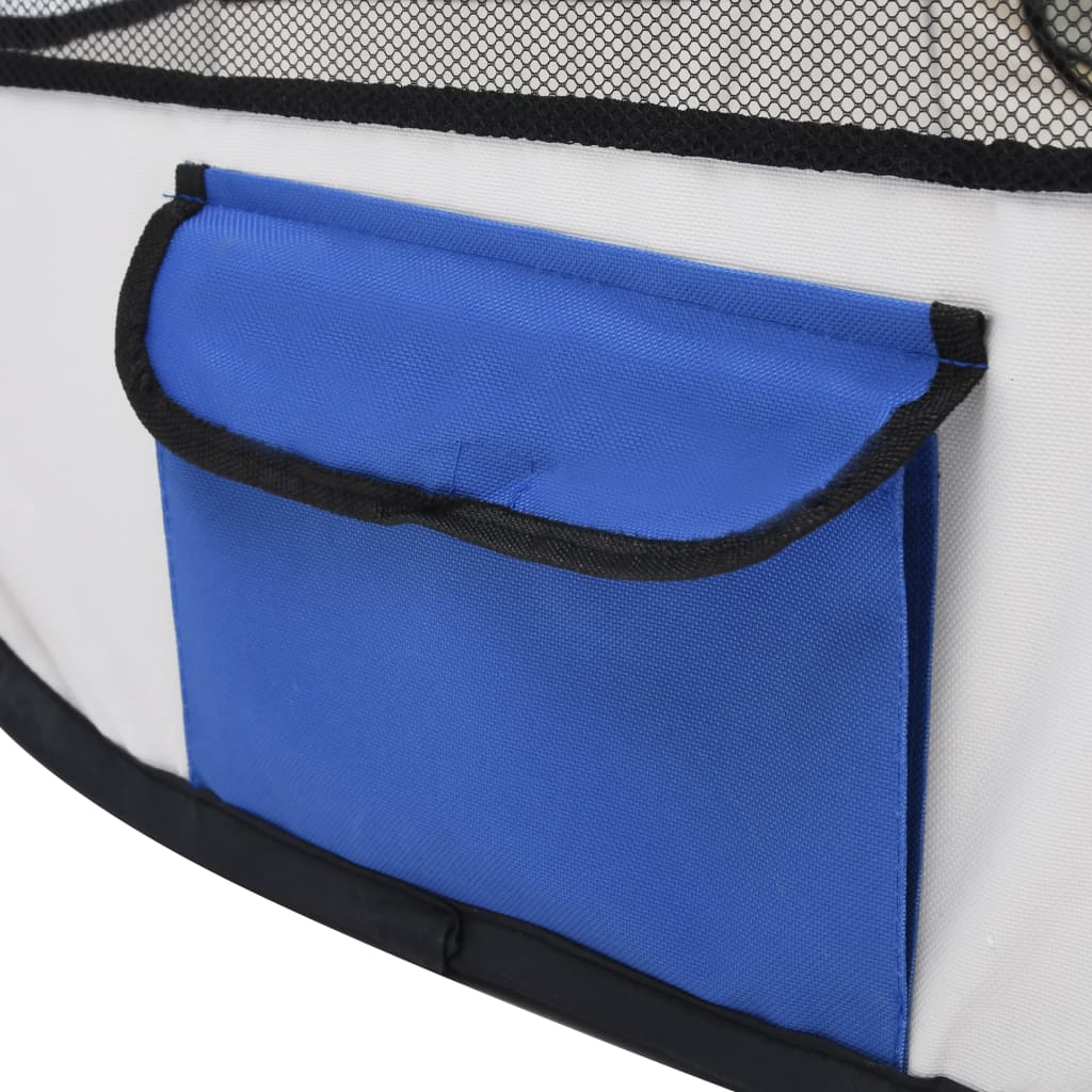 vidaXL saliekama suņu sētiņa, ar somu, zila, 110x110x58 cm