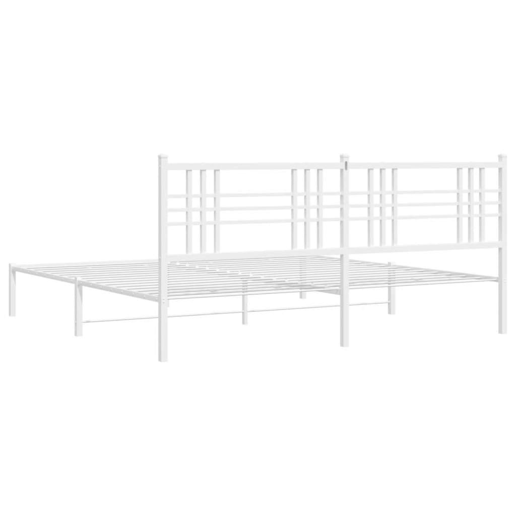 vidaXL gultas rāmis ar galvgali, balts metāls, 193x203 cm