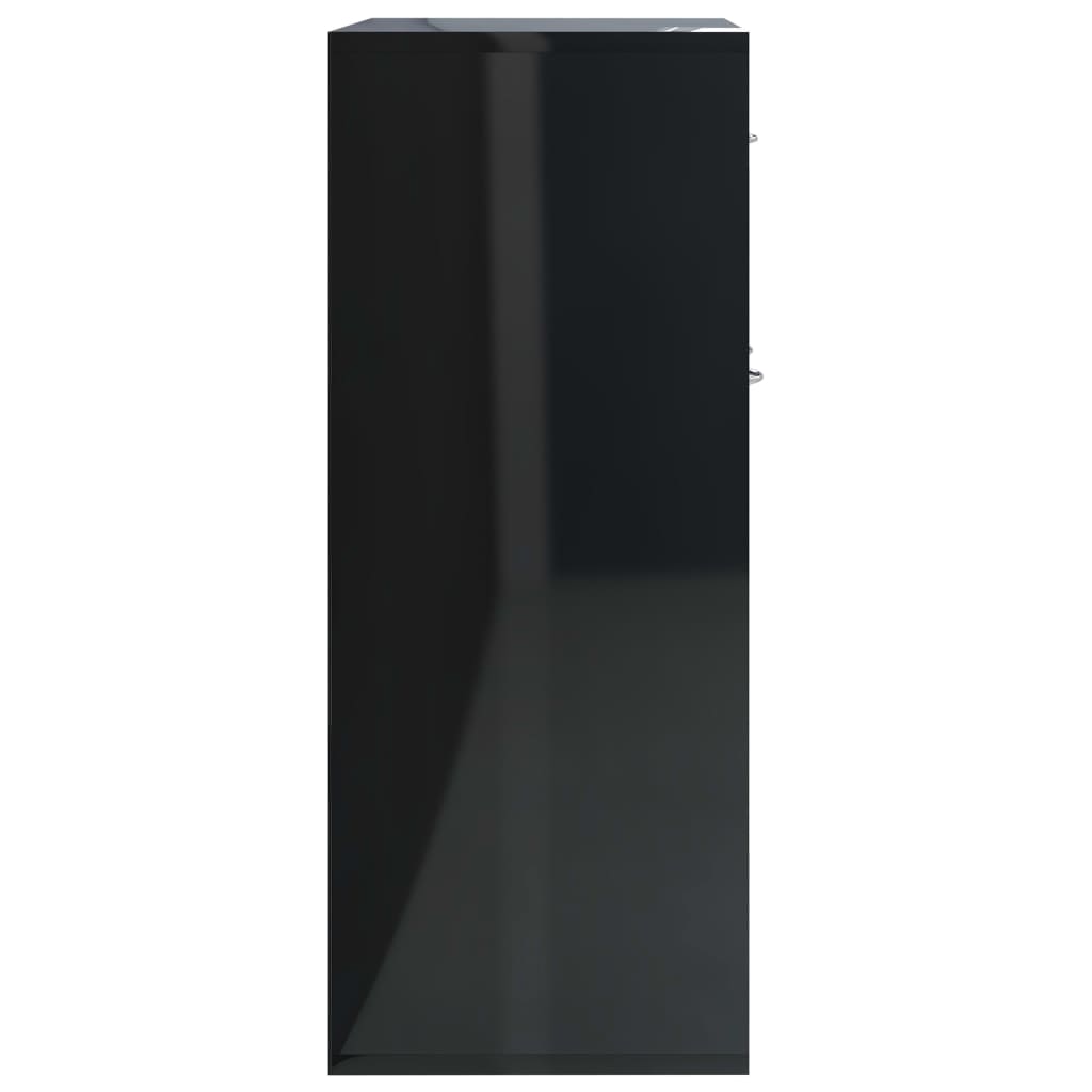 vidaXL kumode, spīdīgi melna, 88x30x70 cm, kokskaidu plātne