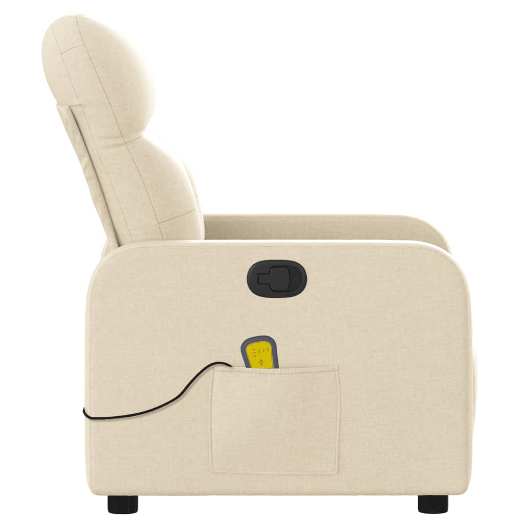 vidaXL masāžas krēsls, atgāžams, krēmkrāsas audums