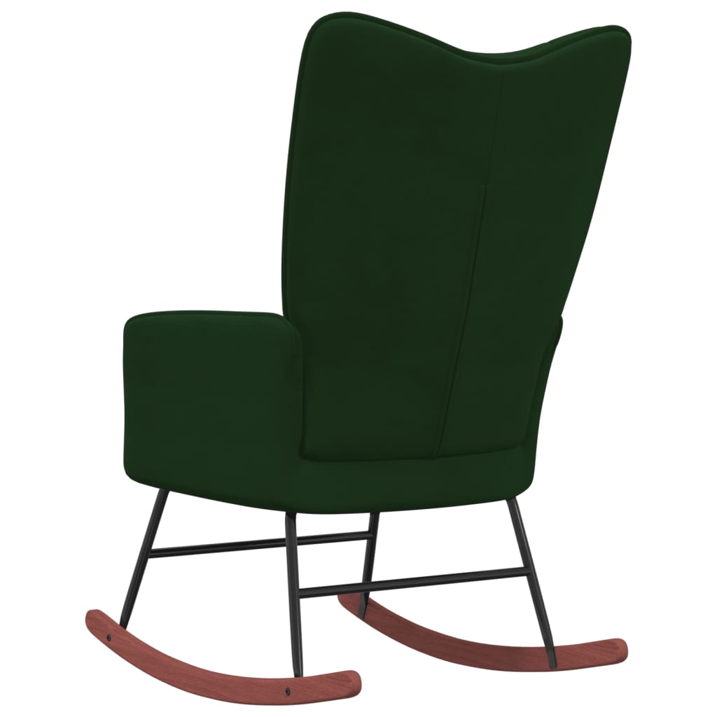 vidaXL šūpuļkrēsls, tumši zaļš samts
