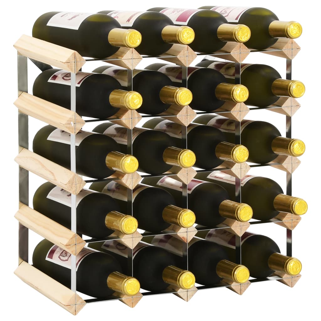 vidaXL vīna pudeļu statīvs 20 pudelēm, priedes masīvkoks