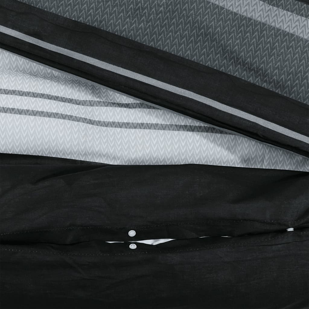 vidaXL gultasveļas komplekts, melns un balts, 225x220 cm, kokvilna