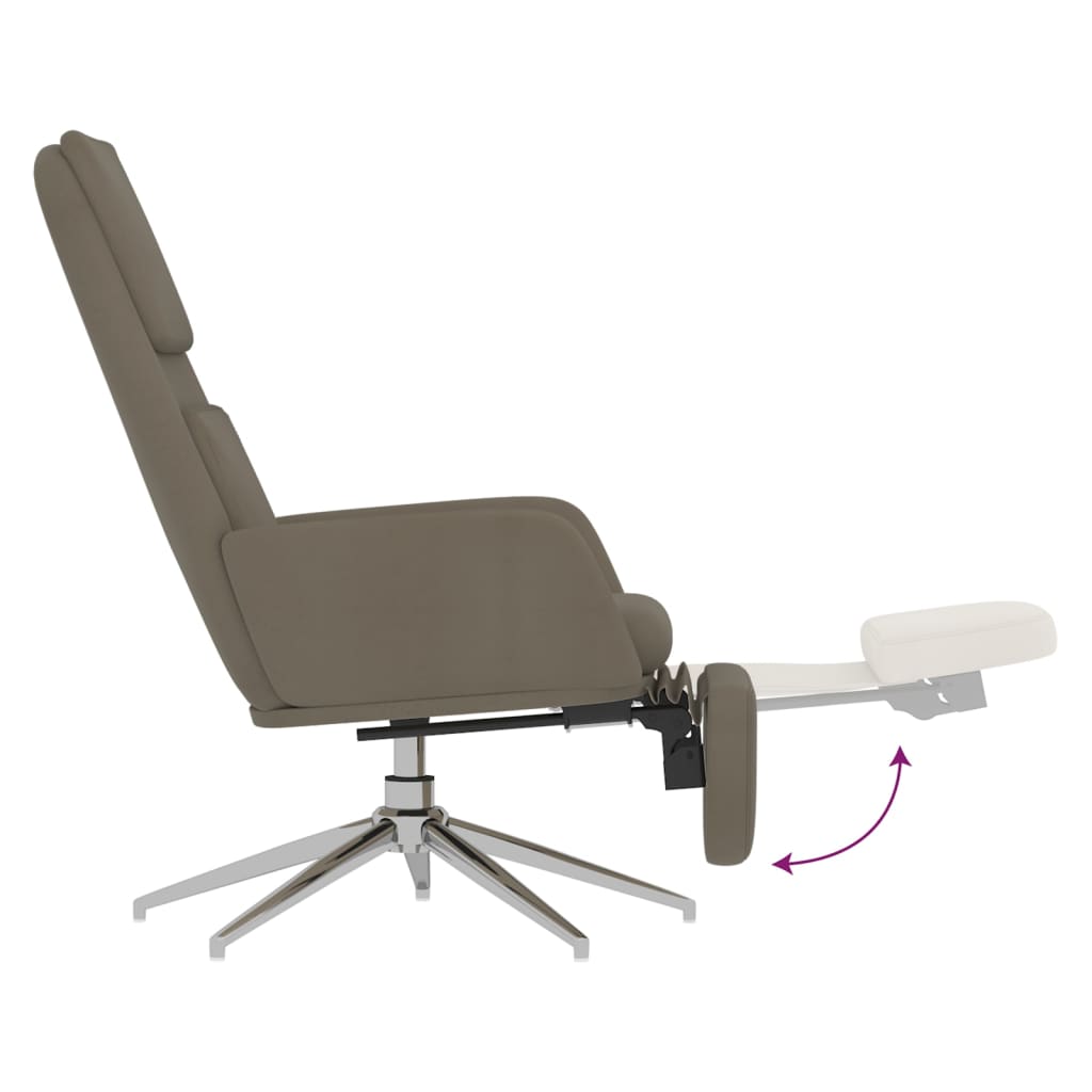 vidaXL atpūtas krēsls ar kāju balstu, pelēks mikrošķiedras audums
