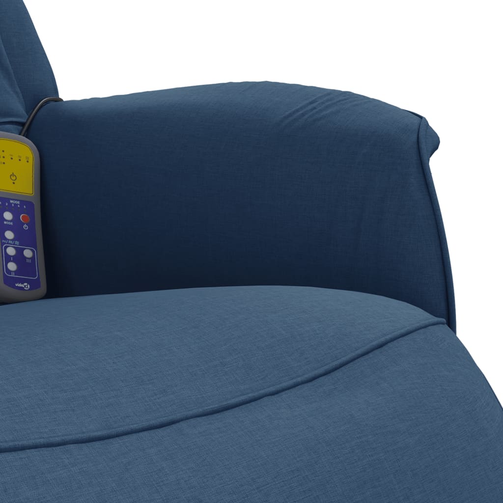 vidaXL masāžas krēsls ar kāju balstu, atgāžams, zils audums