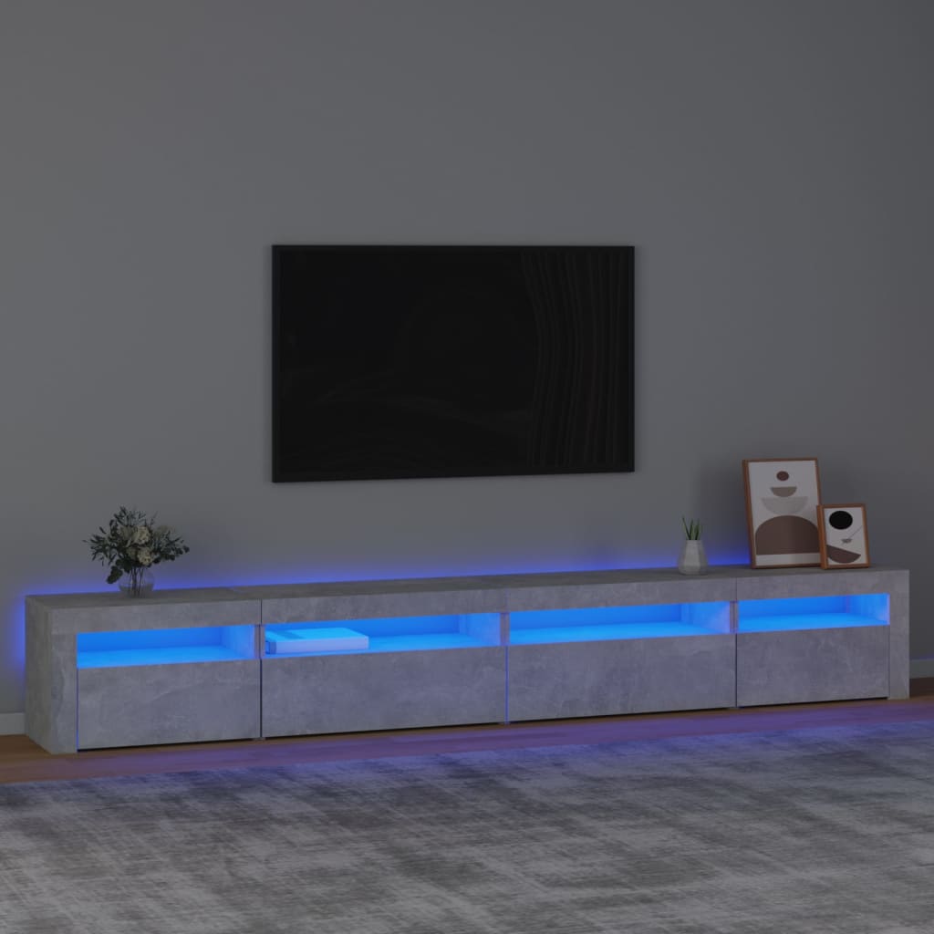 vidaXL TV skapītis ar LED apgaismojumu, betona pelēks, 270x35x40 cm