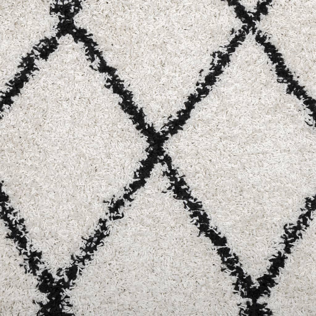 vidaXL paklājs PAMPLONA, 100x200cm, Shaggy, moderns krēmkrāsu un melns