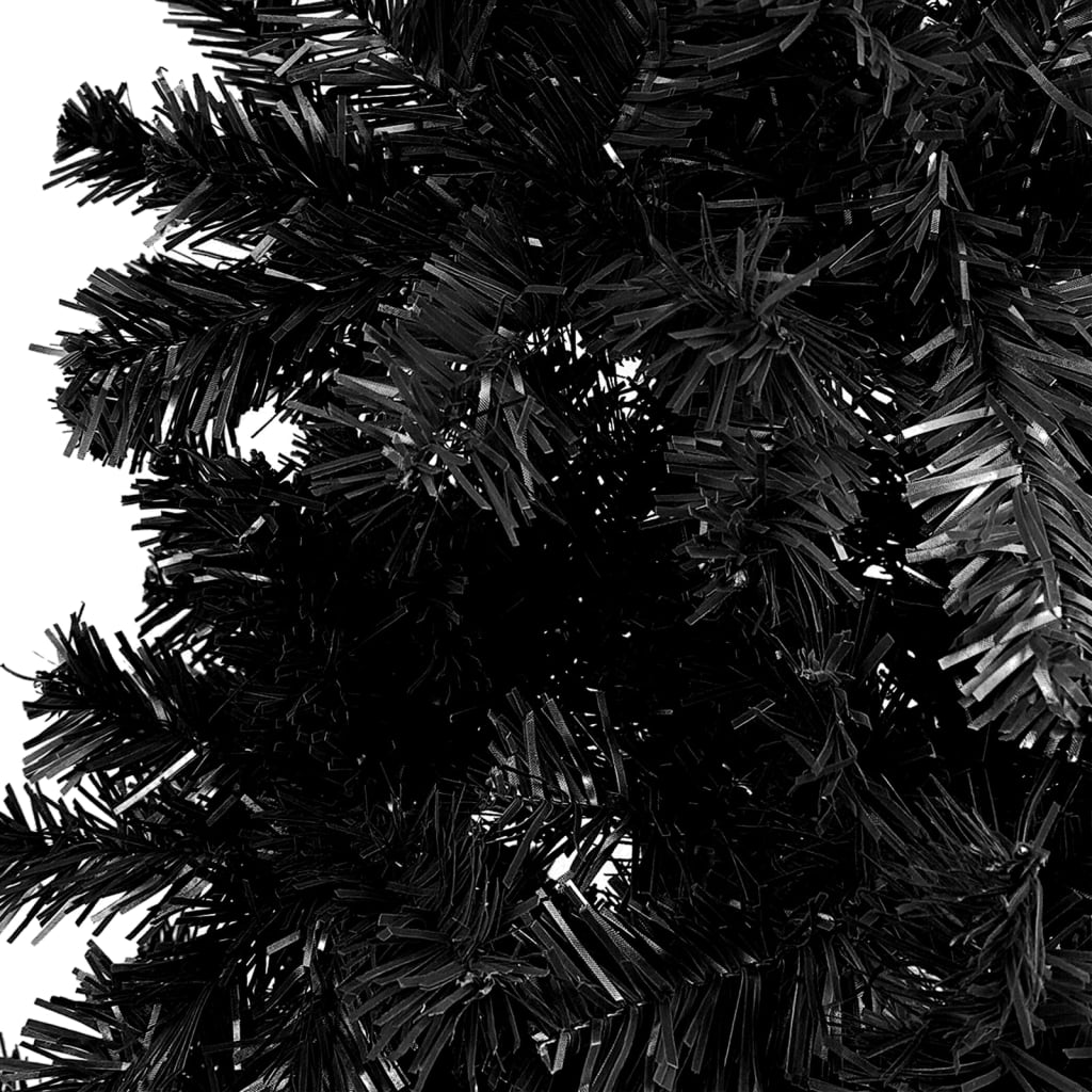 vidaXL izgaismota Ziemassvētku egle ar rotājumiem, melna, 150 cm