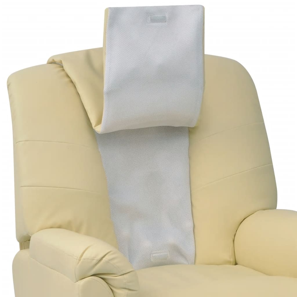 vidaXL šiatsu masāžas krēsls, krēmbalta mākslīgā āda