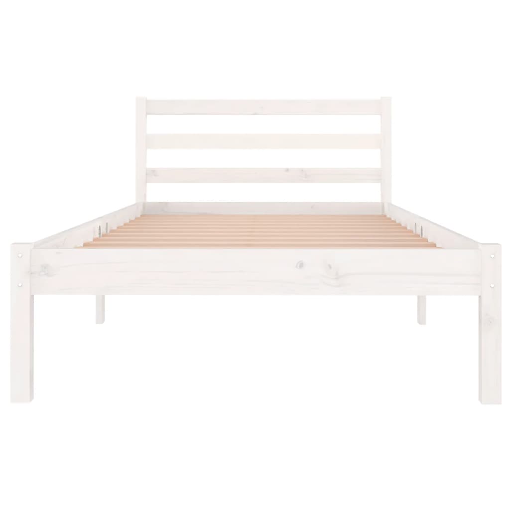 vidaXL gultas rāmis, priedes masīvkoks, 90x200 cm, balts