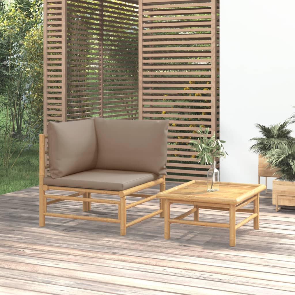 vidaXL 2-daļīgs dārza atpūtas mēbeļu komplekts ar matračiem, bambuss