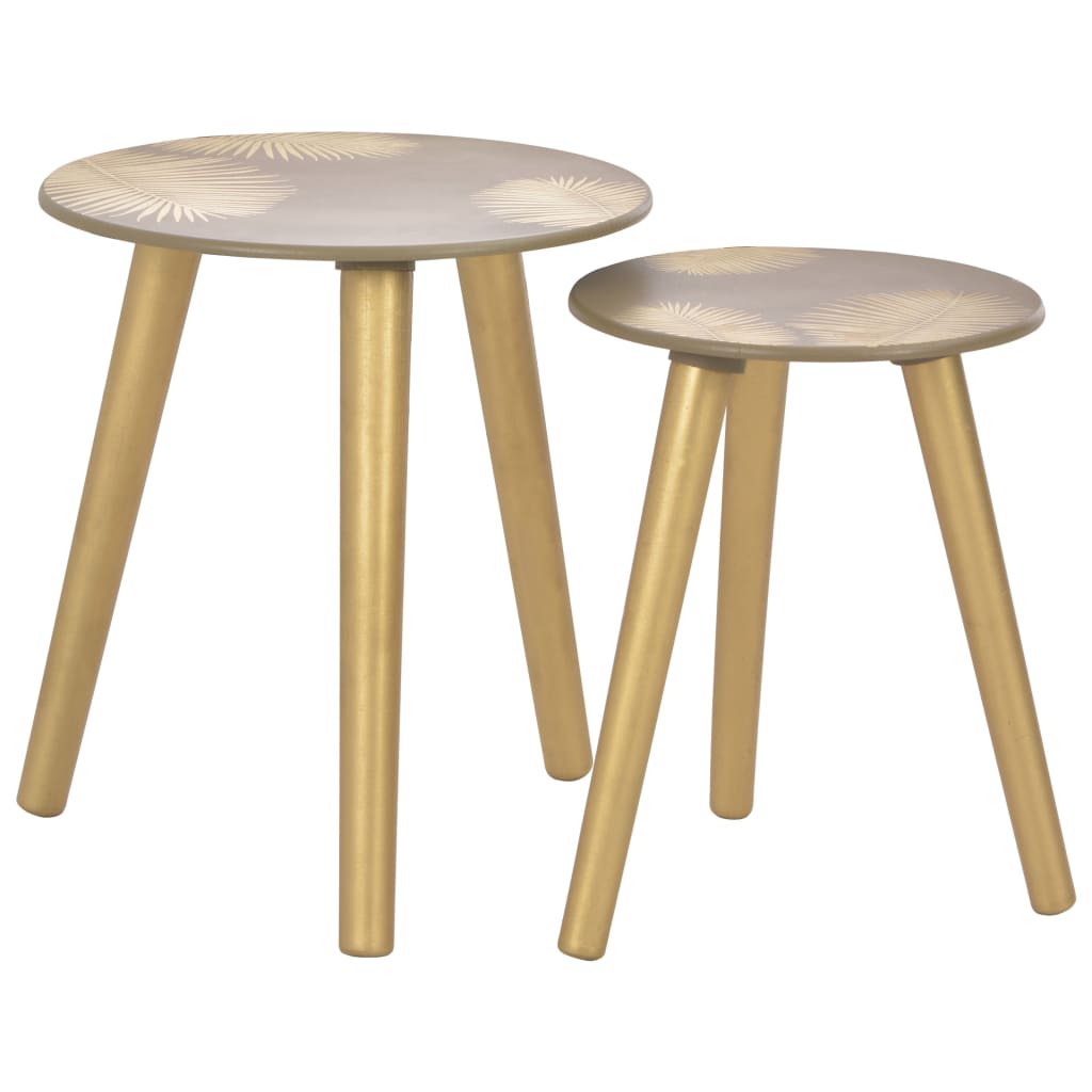 vidaXL sabīdāmi galdiņi, 2 gab., zelta krāsa, 40x45 cm/30x40 cm, MDF