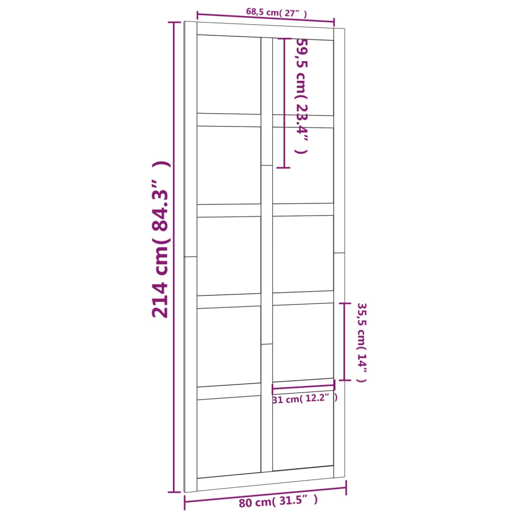 vidaXL šķūņa durvis, 80x1,8x214 cm, priedes masīvkoks