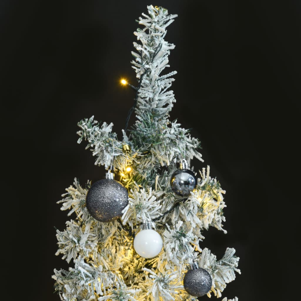 vidaXL mākslīgā Ziemassvētku egle, rotājumi, sniegs, 300 LED, 270 cm