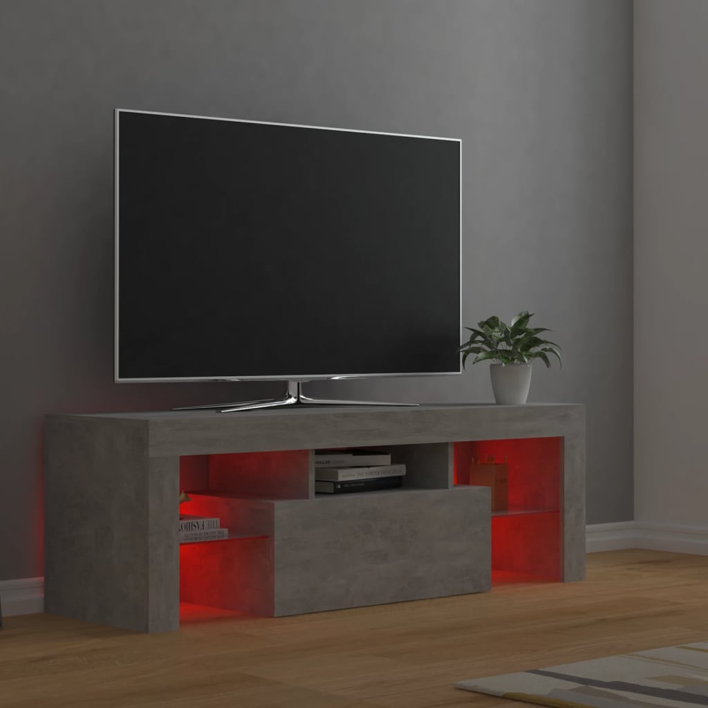 vidaXL TV galdiņš ar LED lampiņām, 120x35x40 cm, betona pelēks