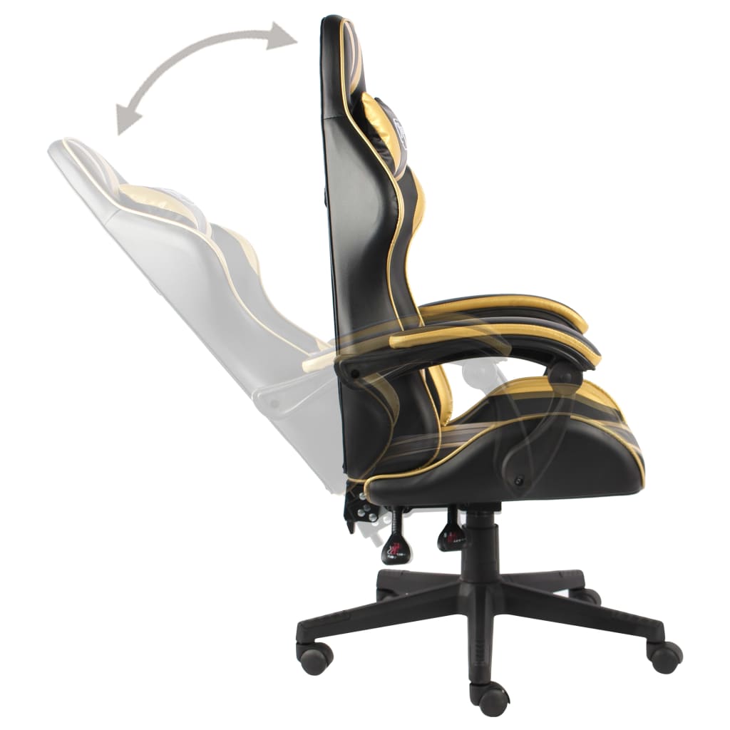 vidaXL biroja krēsls, melna un zelta krāsas mākslīgā āda