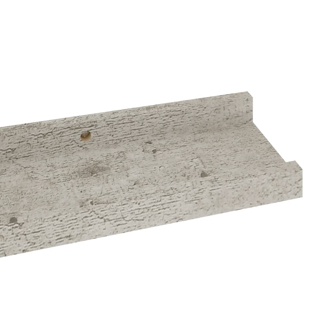 vidaXL sienas plaukti, 2 gab., betona pelēki, 60x9x3 cm