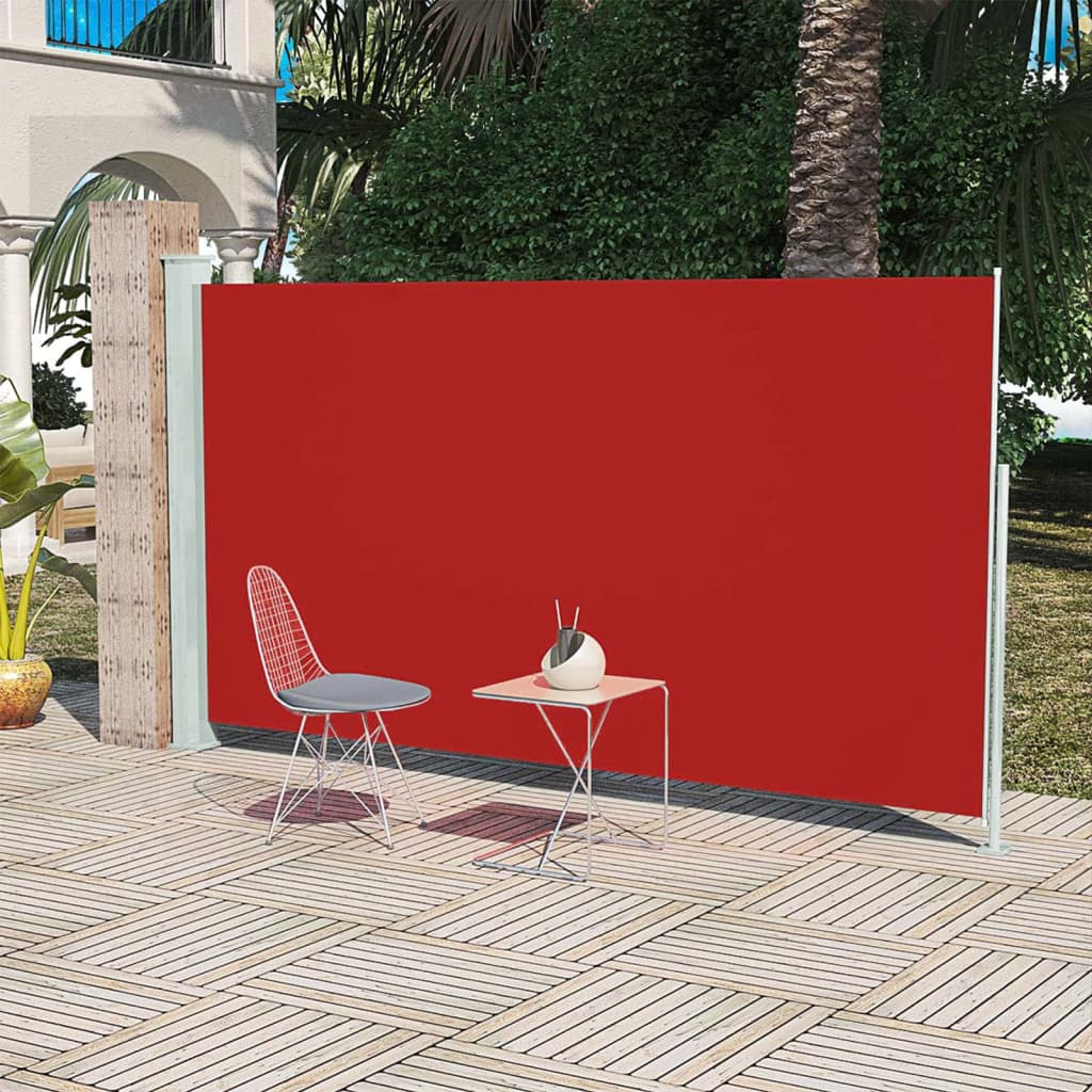 vidaXL izvelkama terases sānu markīze, 160x300 cm, sarkana