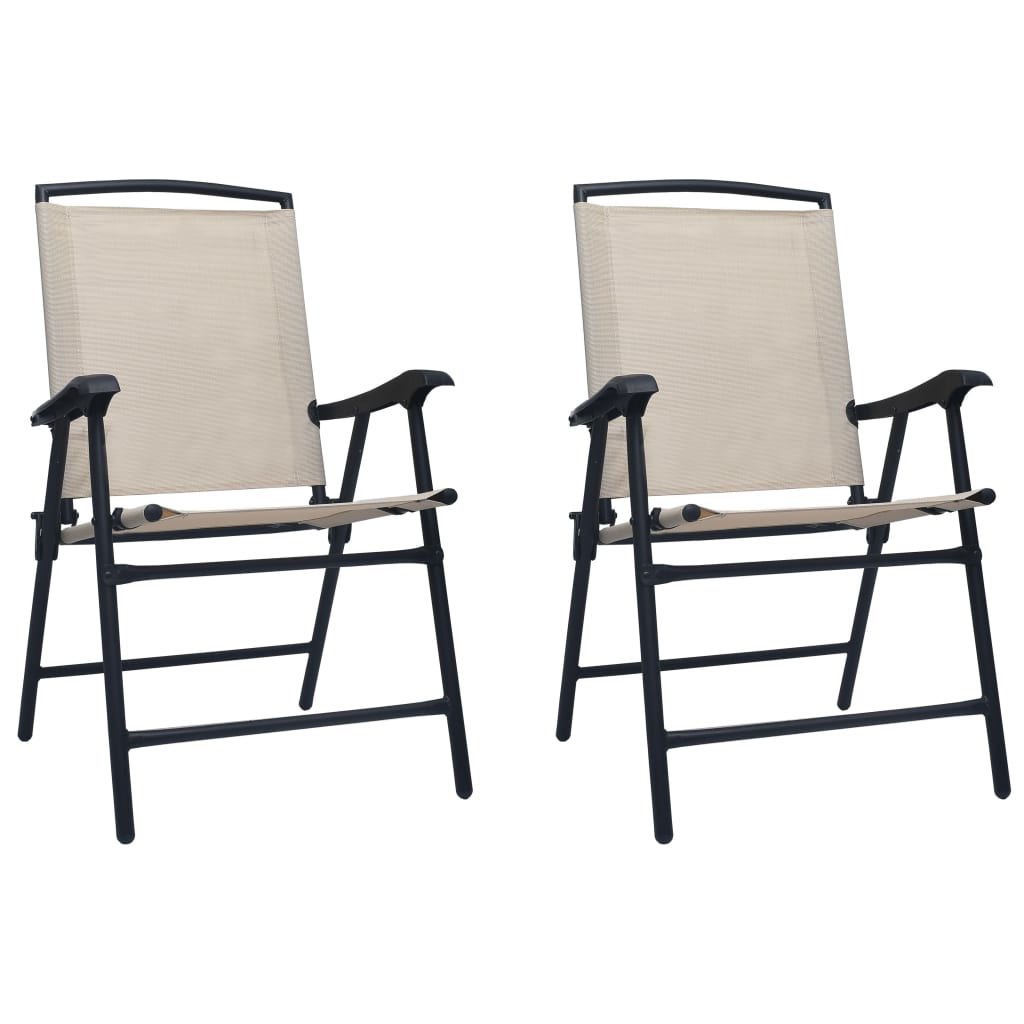 vidaXL saliekami dārza krēsli, 2 gab., krēmkrāsas tekstilēns