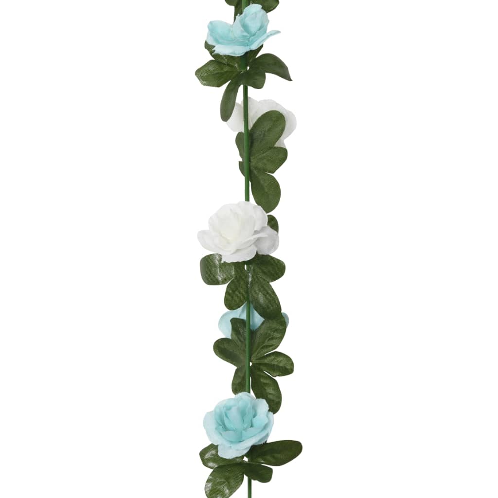 vidaXL mākslīgo ziedu vītnes, 6 gab., zils ar balts, 240 cm