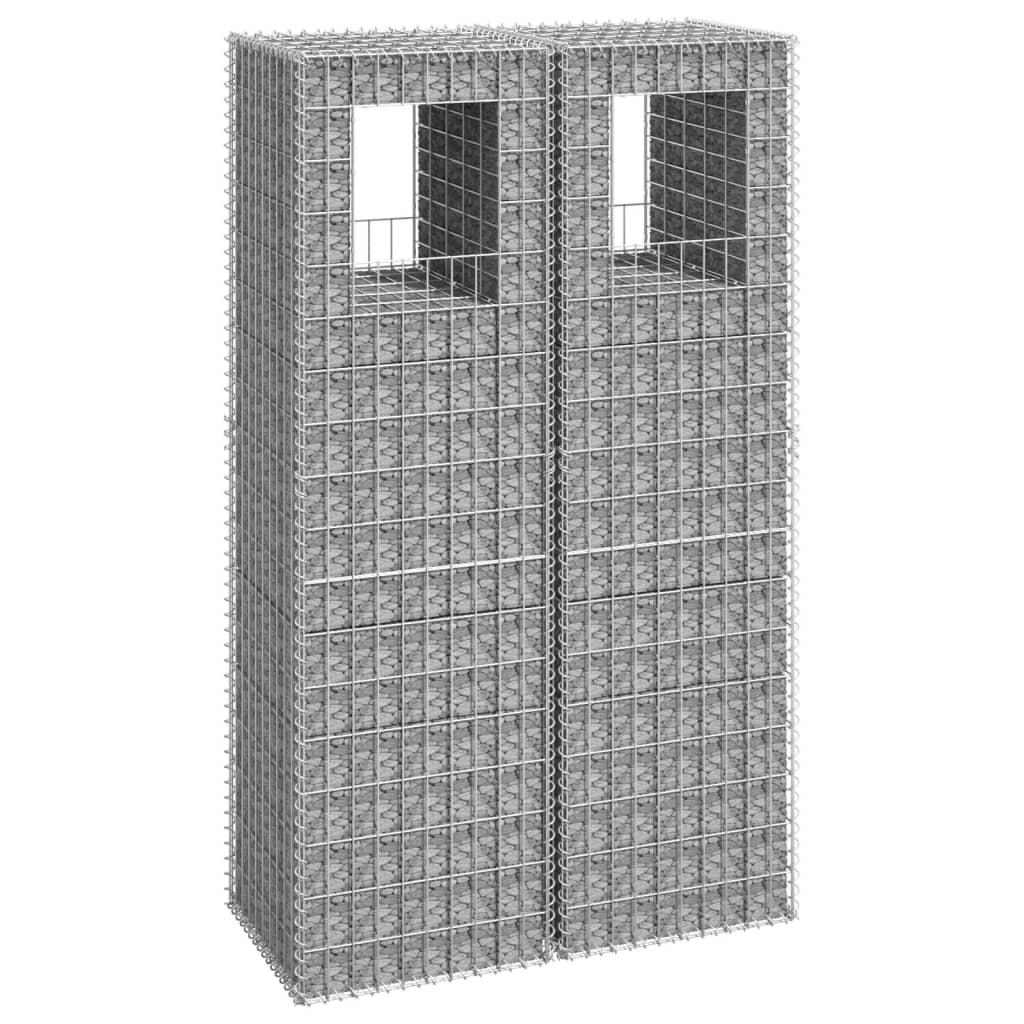 vidaXL vertikāli gabioni, 2 gab., 50x50x180 cm, dzelzs