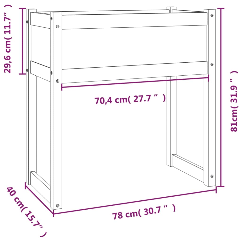 vidaXL puķu kaste, balta, 78x40x81 cm, priedes masīvkoks