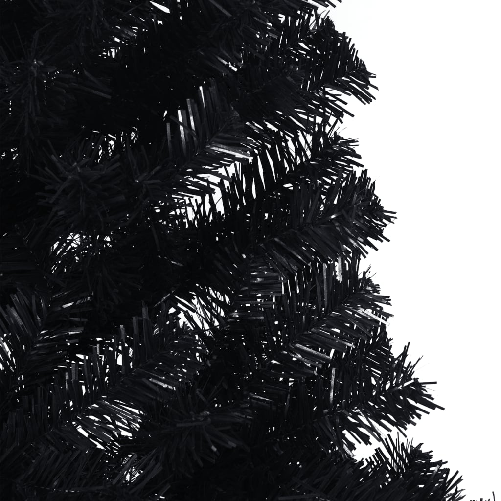 vidaXL mākslīgā Ziemassvētku egle ar statīvu, pusapaļa, 210 cm, melna