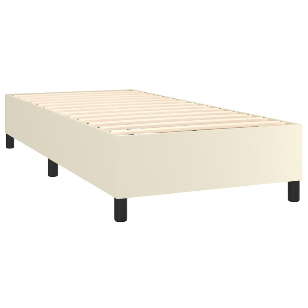vidaXL atsperu gulta, matracis, LED, krēmkrāsas, 100x200 cm