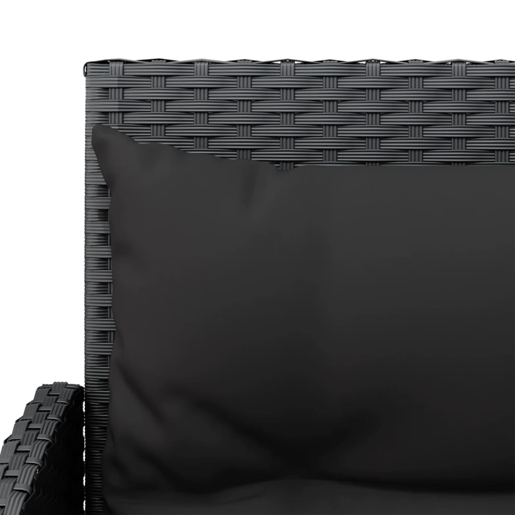 vidaXL 2-daļīgs stūra dārza dīvānu komplekts ar matračiem, PE, melns