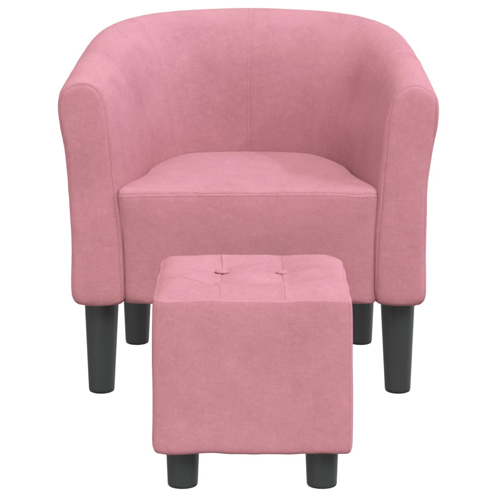 vidaXL atpūtas krēsls ar kājsoliņu, rozā samts