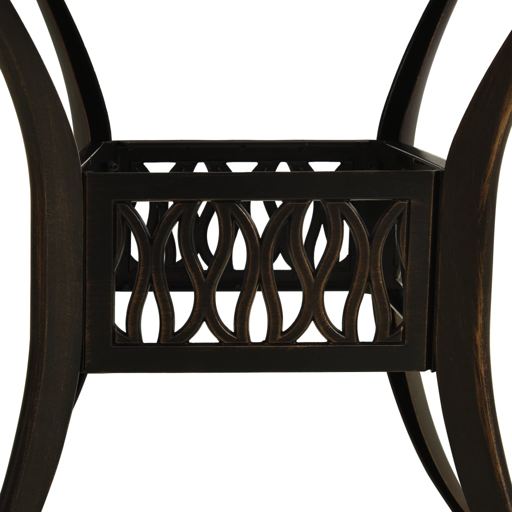 vidaXL dārza galds, bronzas krāsa, 90x90x74 cm, liets alumīnijs