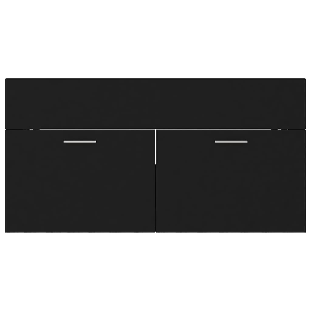 vidaXL vannasistabas mēbeļu komplekts, melns, skaidu plāksne