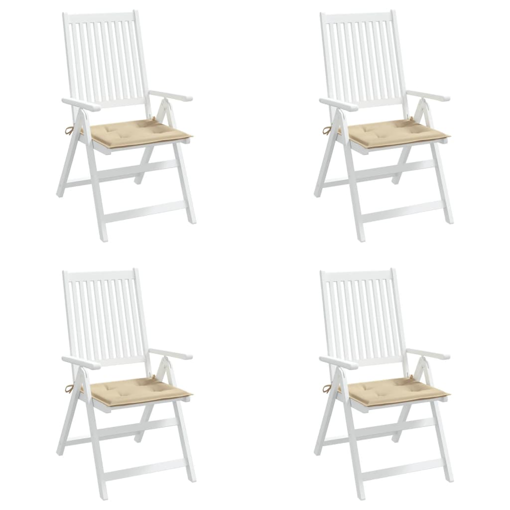 vidaXL dārza krēslu spilveni, 4 gab., bēši, 40x40x3 cm, audums