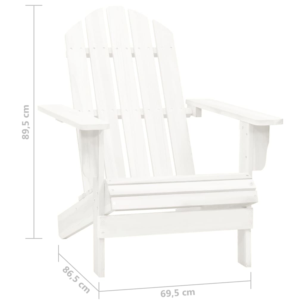 vidaXL dārza krēsls ar galdiņu, egles masīvkoks, balts