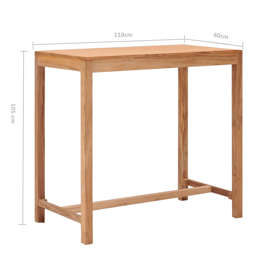 vidaXL dārza bāra galds, 110x60x105 cm, masīvs tīkkoks