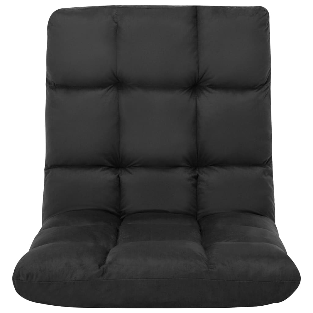 vidaXL salokāms grīdas krēsls, melna mikrošķiedra
