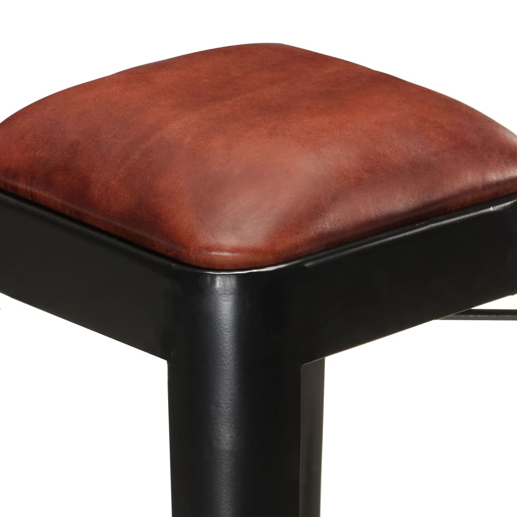 vidaXL bāra krēsli, 2 gab., melna dabīgā āda