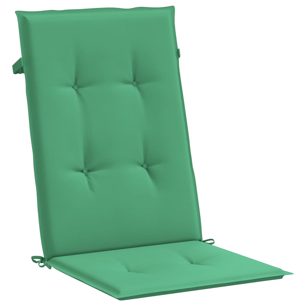 vidaXL dārza krēslu spilveni, 2 gab., zaļi, 120x50x3 cm, audums