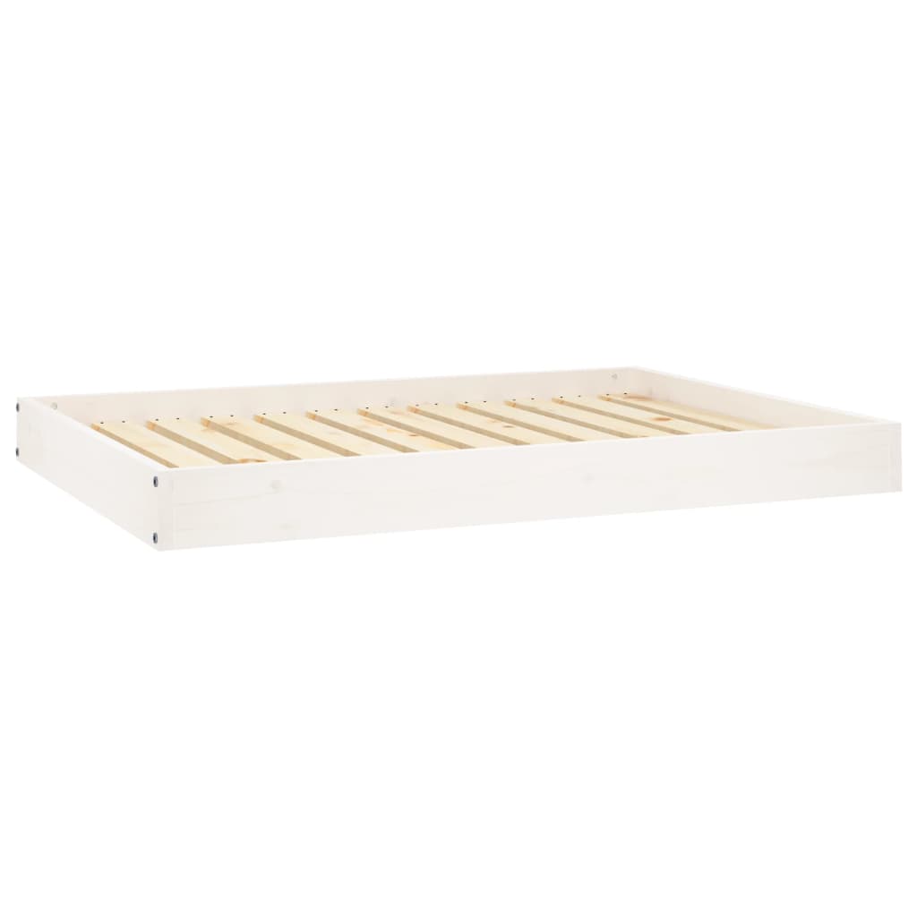 vidaXL suņu gulta, balta, 101,5x74x9 cm, priedes masīvkoks