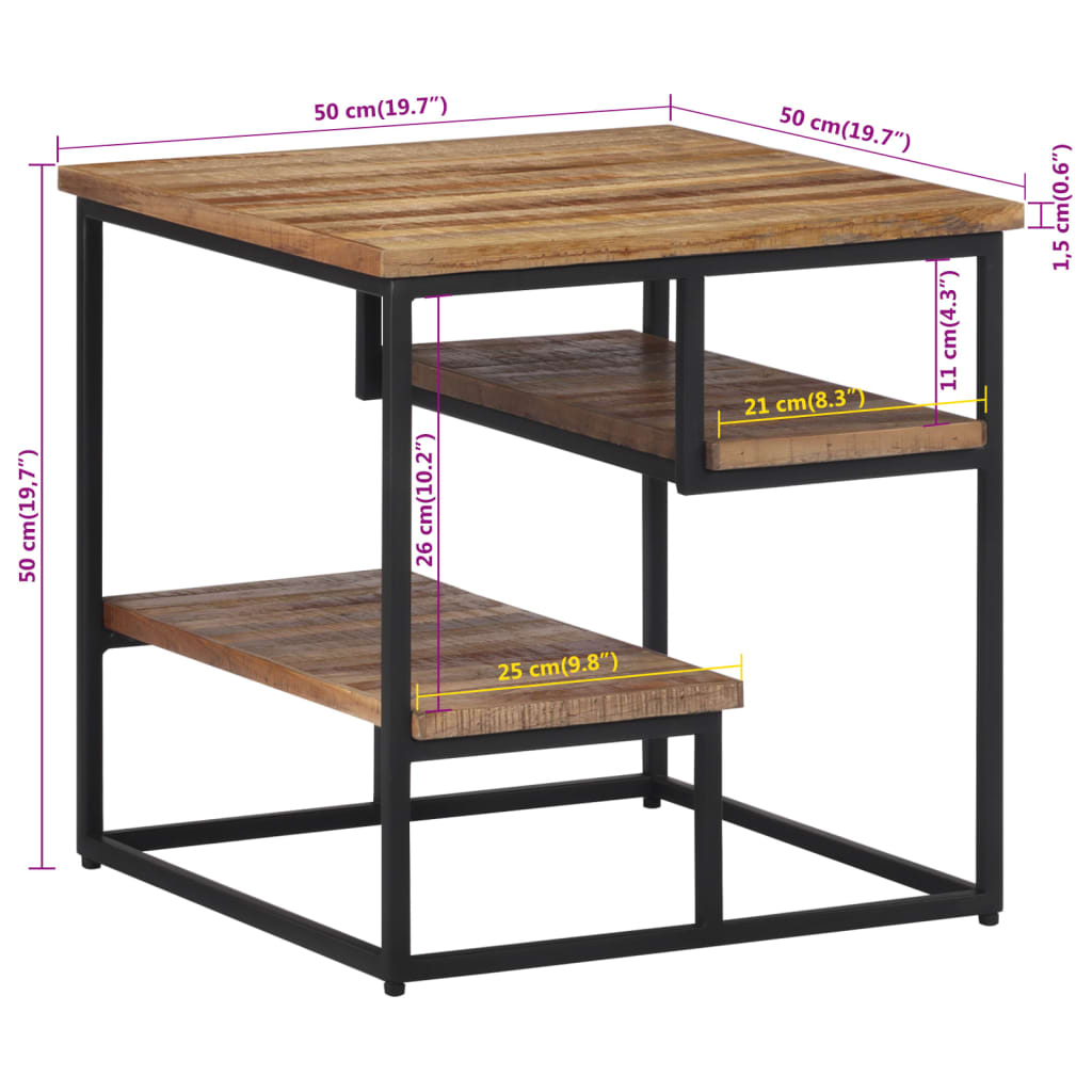 vidaXL galdiņš, 50x50x50 cm, pārstrādāts masīvs tīkkoks
