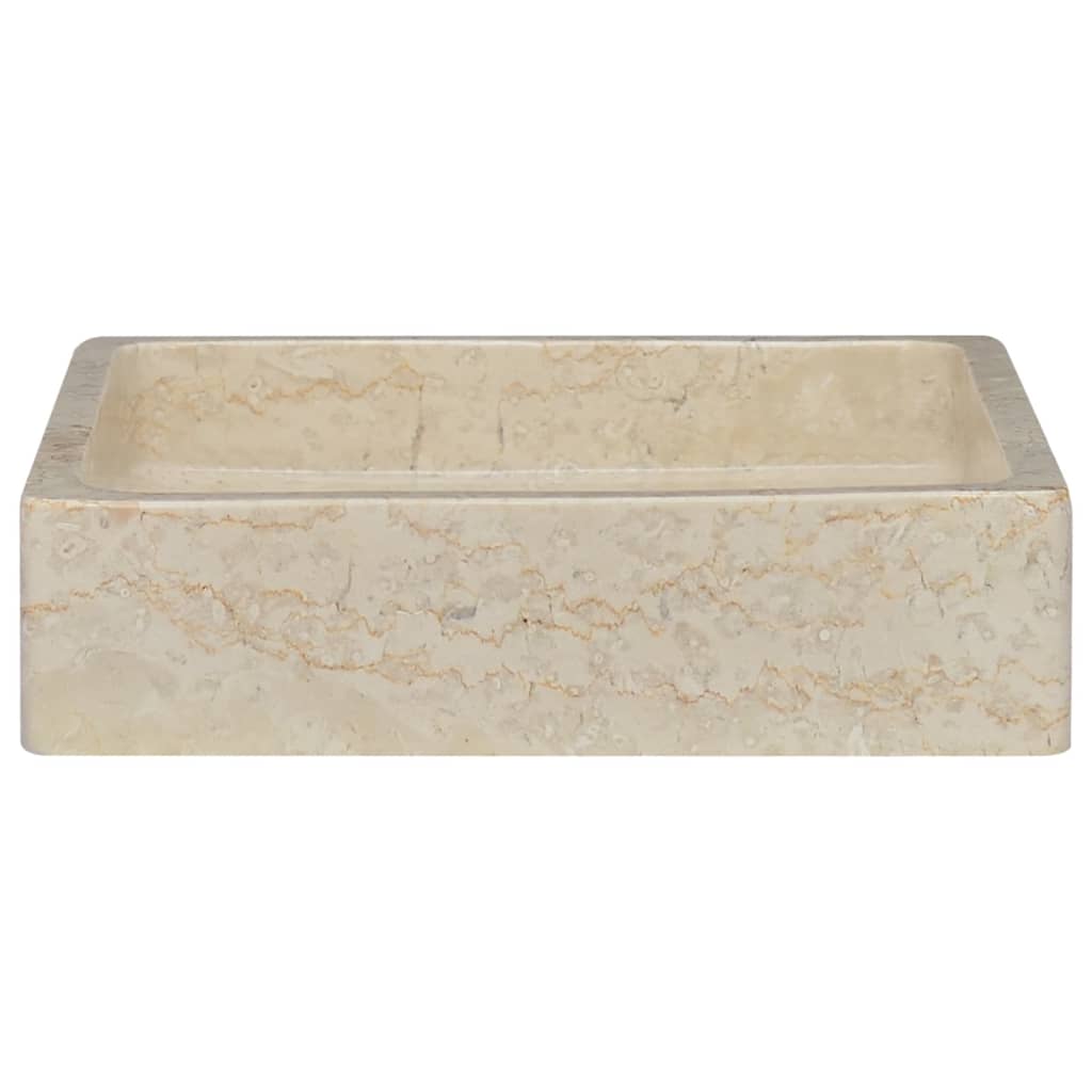 vidaXL izlietne, 40x40x10 cm, krēmkrāsas marmors
