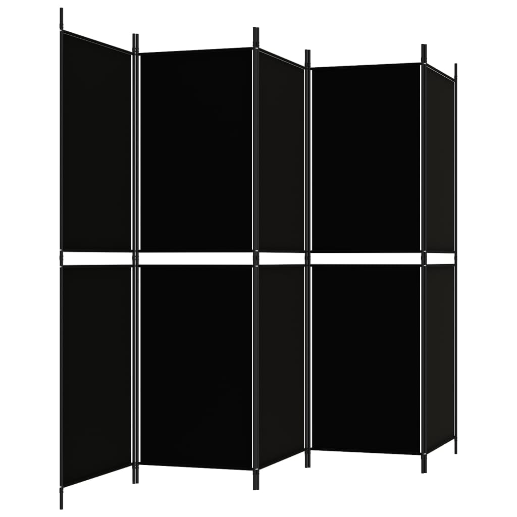 vidaXL 5-paneļu istabas aizslietnis, 250x180 cm, melns audums